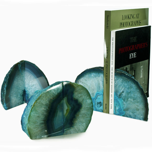 Premium Quality Pair of Teal Agate Bookends - 3 to 5 lbs per set - Medium Size 