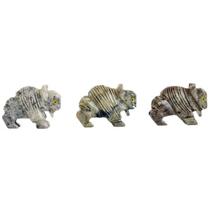 3 pcs Hand Carved Buffalo Collectable Figurine
