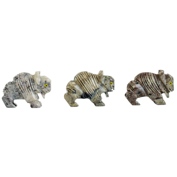 3 pcs Hand Carved Buffalo Collectable Figurine