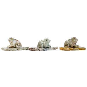 3 pcs Hand Carved Frog Collectable Figurine