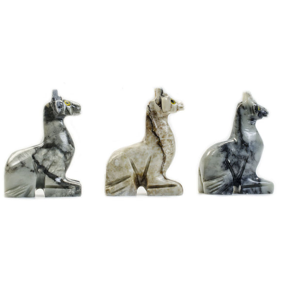 3 pcs Hand Carved Giraffe Collectable Figurine