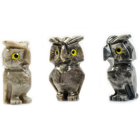 10 pcs Hand Carved Owl Collectable Figurine