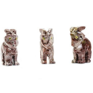 3 pcs Hand Carved Ram Collectable Figurine