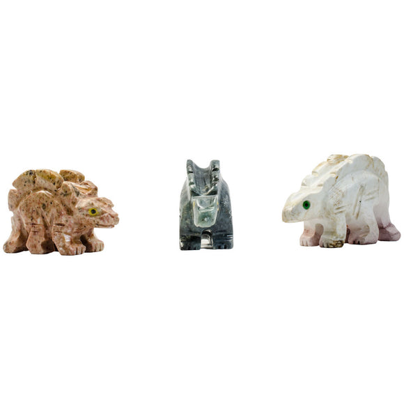 3 pcs Hand Carved Stegosaurus Collectable Figurine