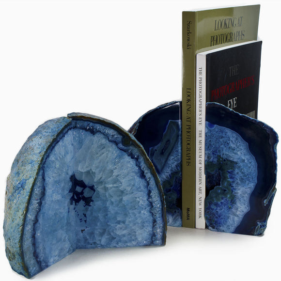 Premium Quality Pair of Blue Agate Bookends - 7 to 9 lbs per set - Extra Large Size 