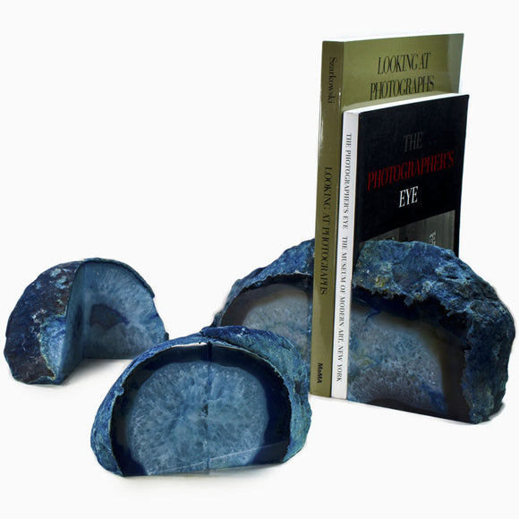 Premium Quality Pair of Blue Agate Bookends - 3 to 5 lbs per set - Medium Size 