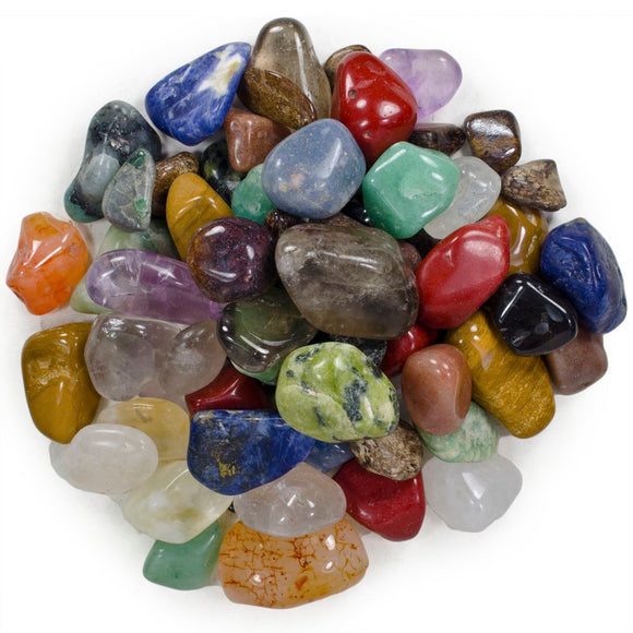 2 Pounds Brazilian Tumbled Polished Natural Stones Assorted Mix - Small Size - 0.75
