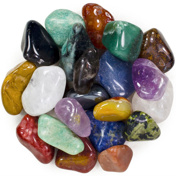 3 Pounds Brazilian Tumbled Polished Natural Stones Assorted Mix - Large Size - 1.5
