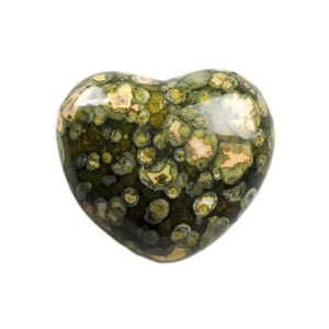 1 pc Premium Grade Rainforest Rhyolite Puff Heart - LARGE 1.75" Avg Size - Stone of Protection & Strength