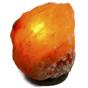 6" to 8" Natural Himalayan Salt Lamps on Wood Base with Cords and Light Bulbs