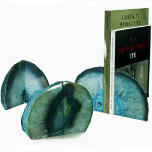 Premium Quality Pair of Teal Agate Bookends - 1 to 3 lbs per set - Small Size 